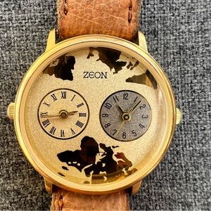 Zeon Women’s  Dual Time Rare Gold Tone Watch Needs New Battery
